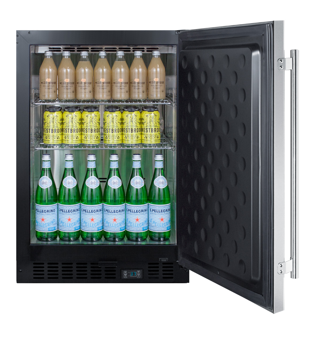 Built-in undercounter commercial all-refrigerator w/SS interior, lock, and digital thermostat